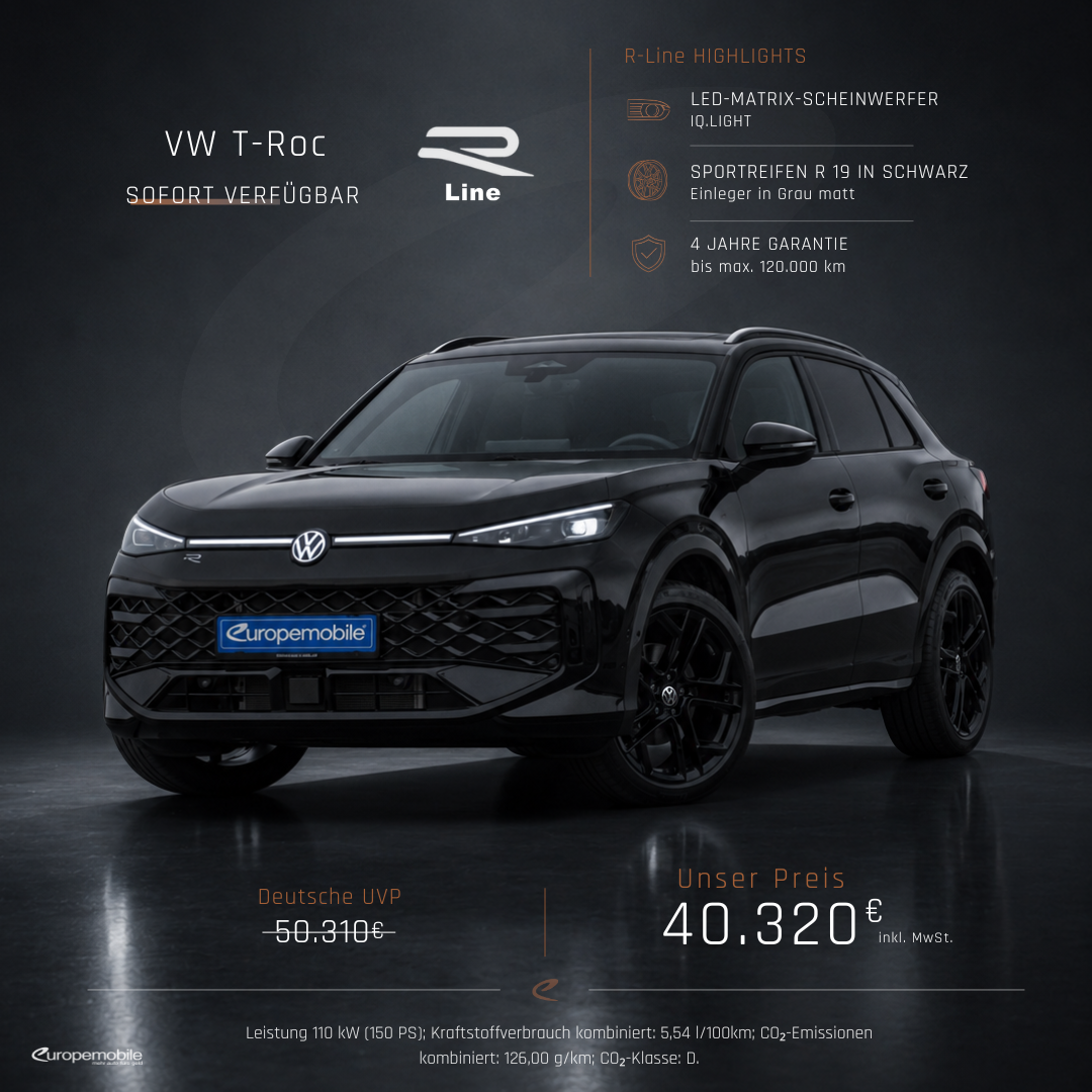 Volkswagen T-Roc R-Line 1.5 eTSI OPF DSG 150 (Lager-Neuwagen)